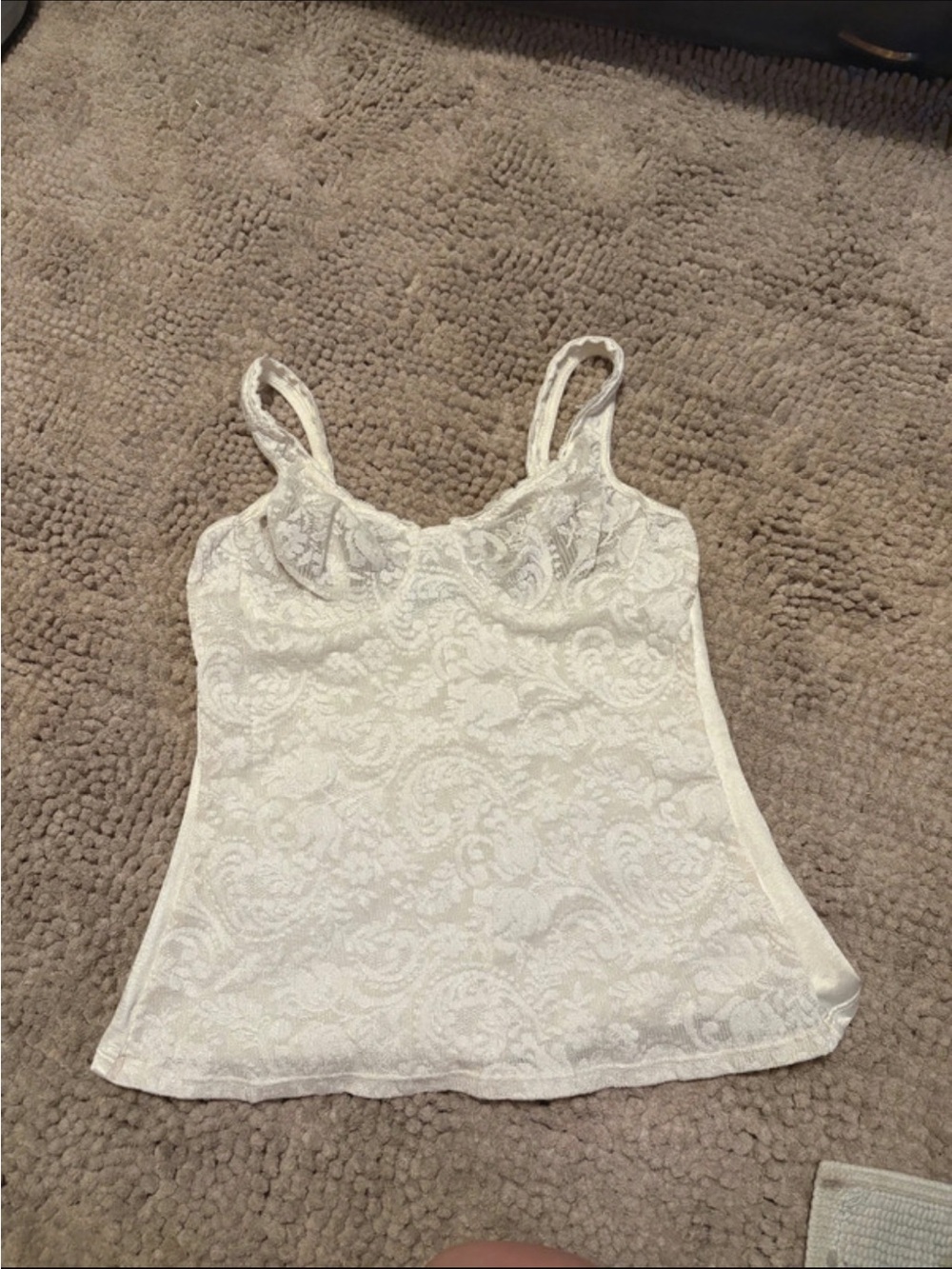 Warner's White Lace Camisole with Paisley Texture